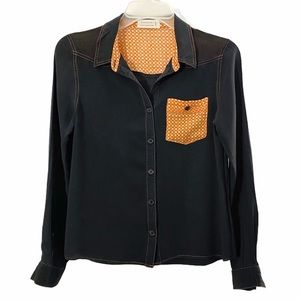 Love Tree retro button down top, black orange
